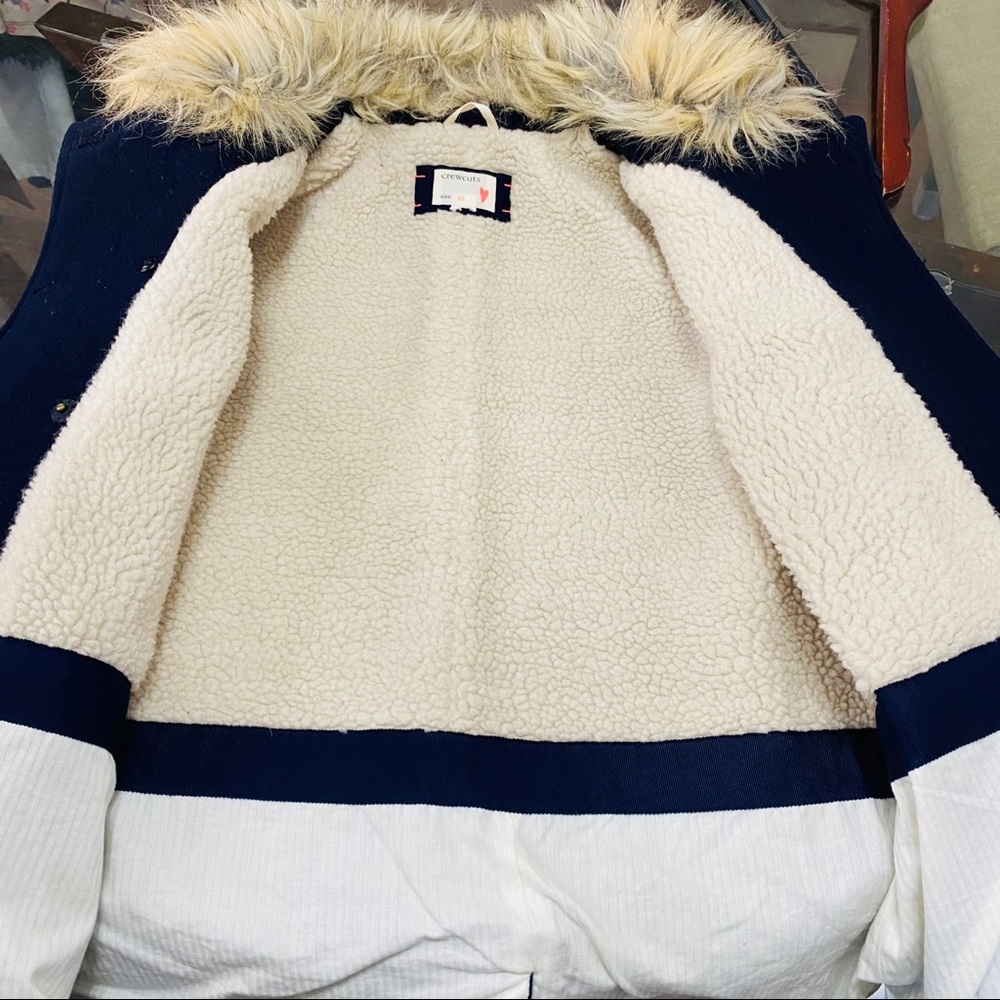 Crew cut fur collar double breasted wool coat - Picture 6 of 9